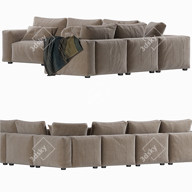 Luxury Coco Republic Soren Large Modular Sofa 3D model image 2