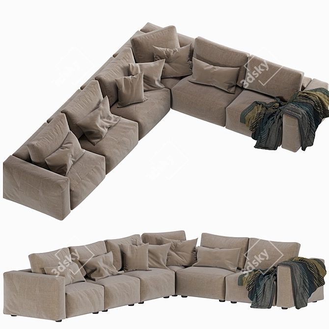 Luxury Coco Republic Soren Large Modular Sofa 3D model image 3