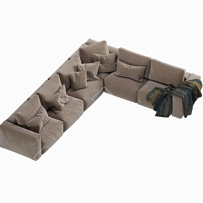 Luxury Coco Republic Soren Large Modular Sofa 3D model image 5