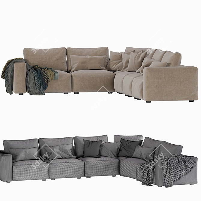 Luxury Coco Republic Soren Large Modular Sofa 3D model image 7