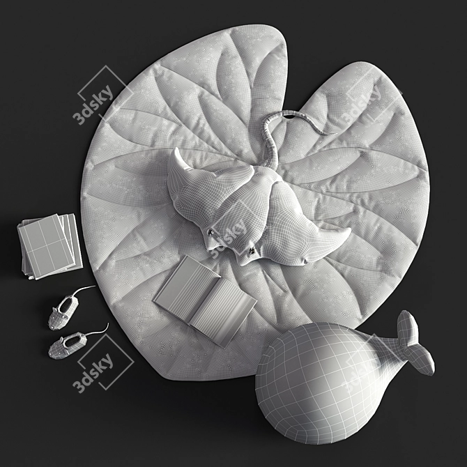 Nursery Decor Set: Leaf Rug, Stingray Pillow, Moby Floor Lamp 3D model image 14