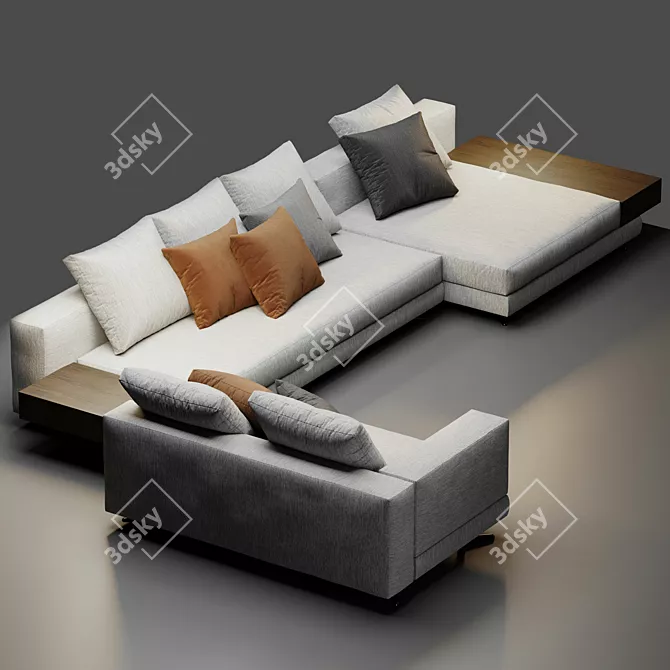 Sleek Minotti White Sofa 3D model image 3
