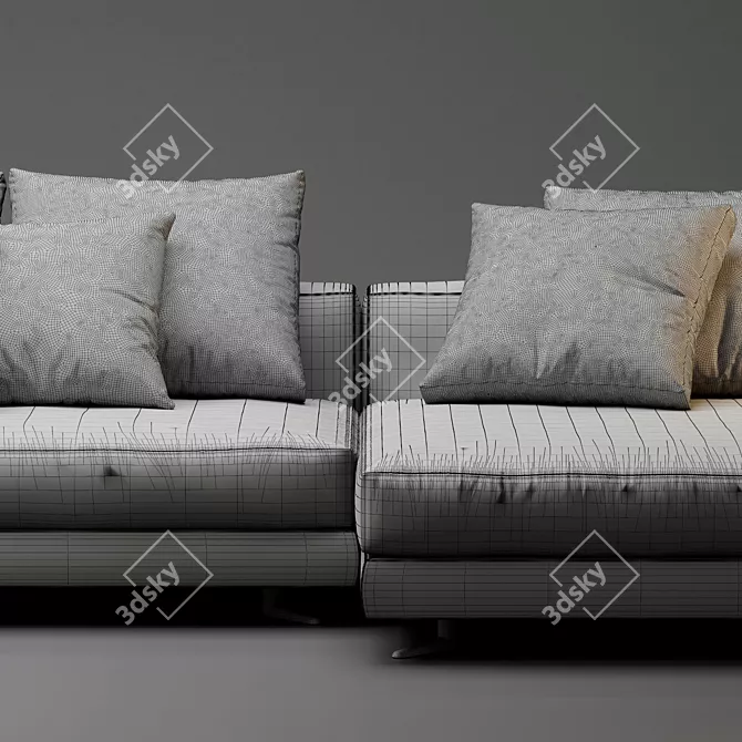 Sleek Minotti White Sofa 3D model image 4