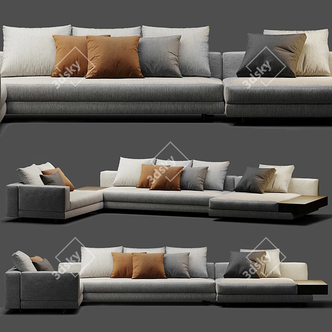 Sleek Minotti White Sofa 3D model image 6