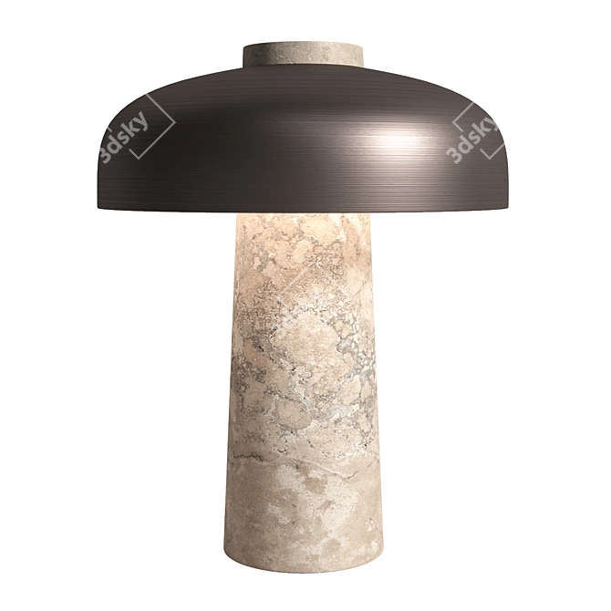 Sleek Travertine Bronze Table Lamp 3D model image 2