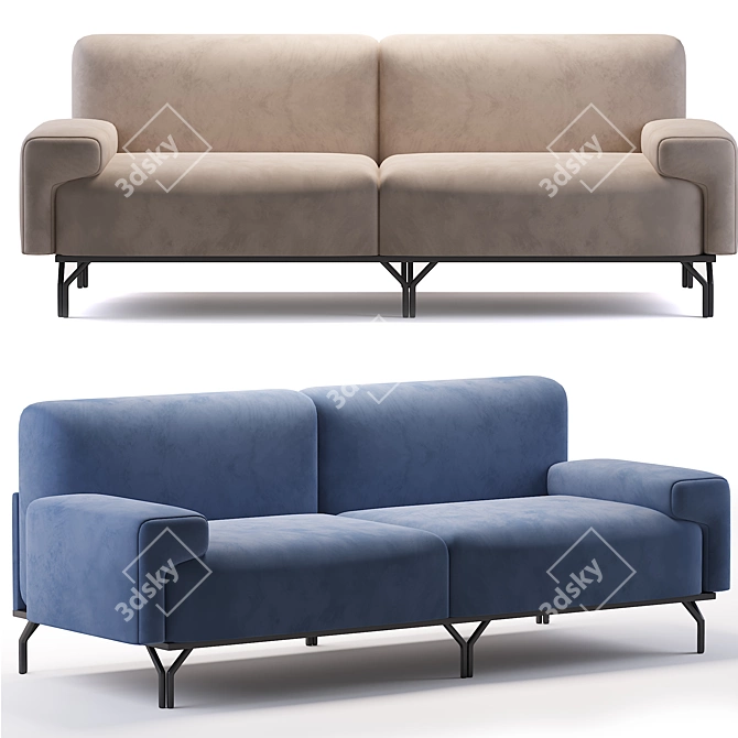  sleek modern sofa 3D model image 1