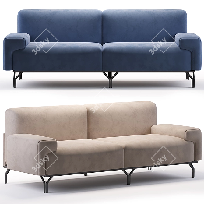  sleek modern sofa 3D model image 2