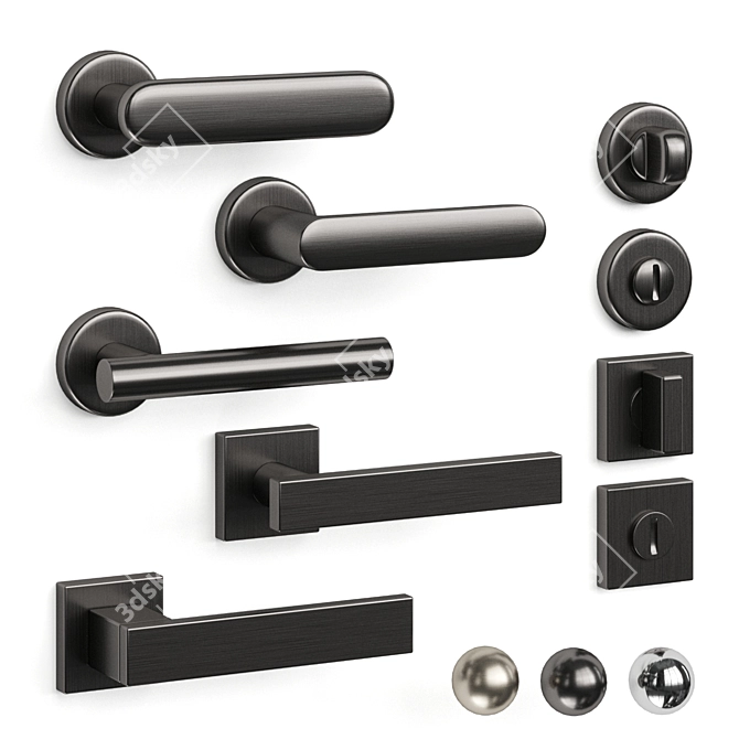 Sleek Olivari Door Handles: variety of finishes 3D model image 1