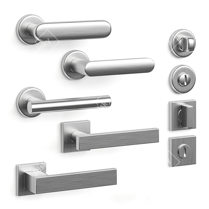 Sleek Olivari Door Handles: variety of finishes 3D model image 3