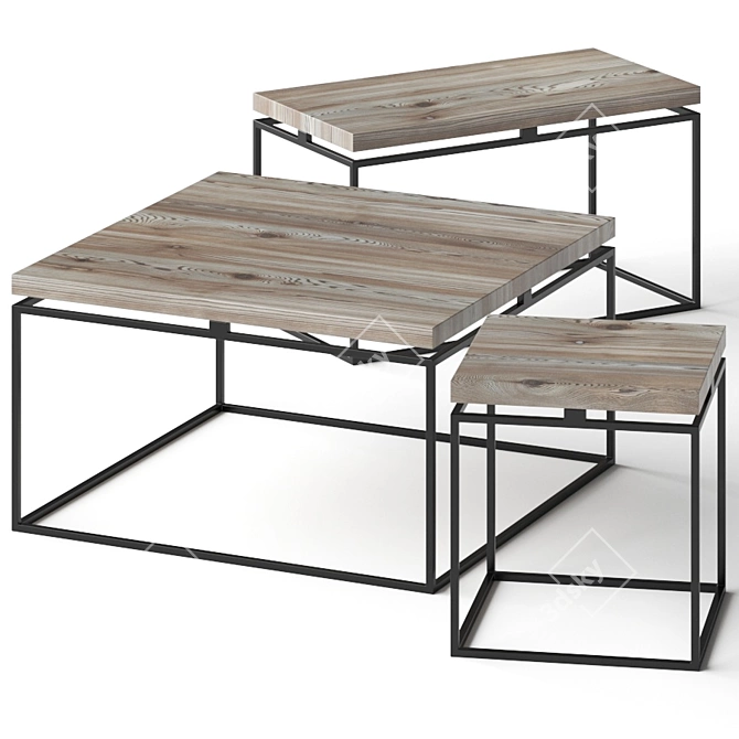 Sleek Graphix Coffee Tables 3D model image 1