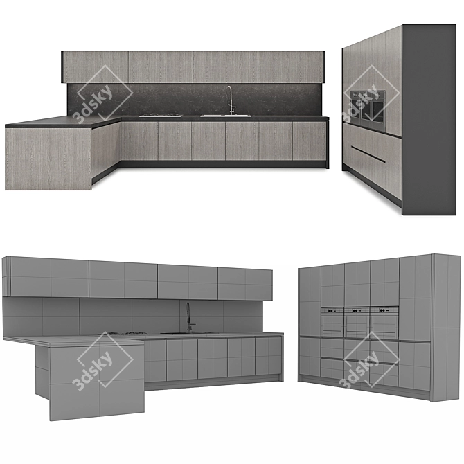 Modern Kitchen Set: ALEA - Stylish and Functional 3D model image 3