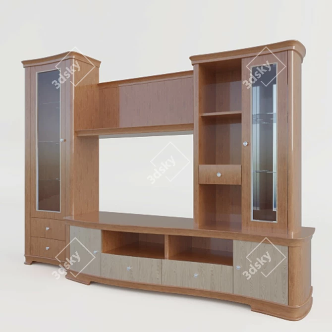 Title: Classic Brown Lacquered Cabinet 3D model image 2