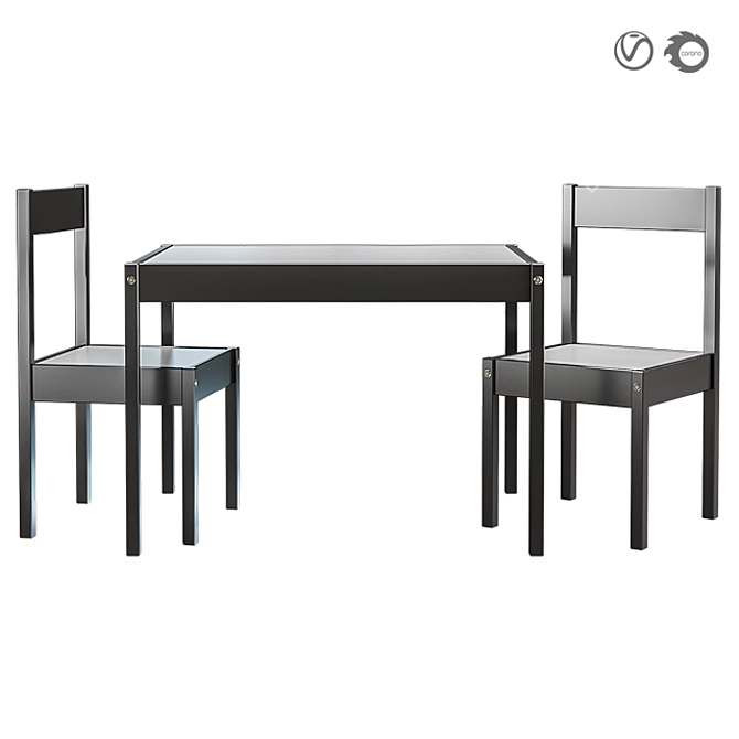 IKEA LÄTT Kids' Table Set 3D model image 2