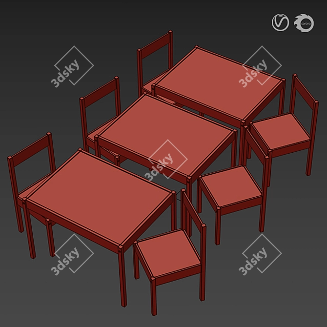IKEA LÄTT Kids' Table Set 3D model image 5