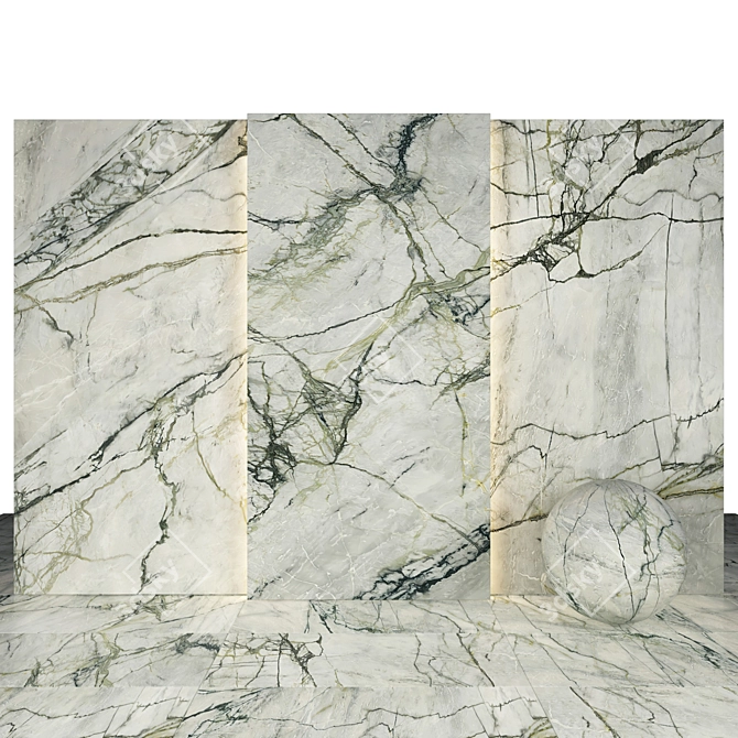 Calacatta Emerald Marble: 7 Texture Glossy Slabs & Tiles 3D model image 1