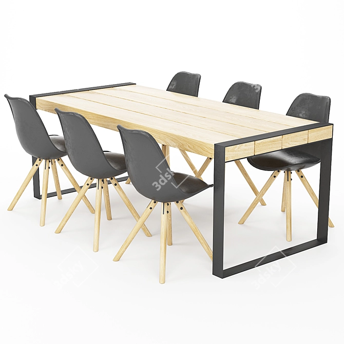 Modern Dining Table Set 3D model image 1