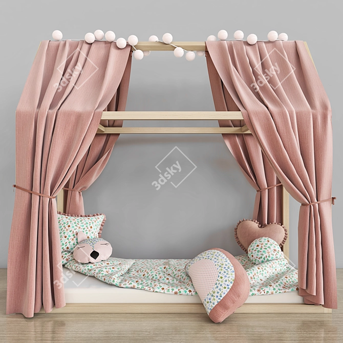 Kids Dream Bed with Pillows 3D model image 1
