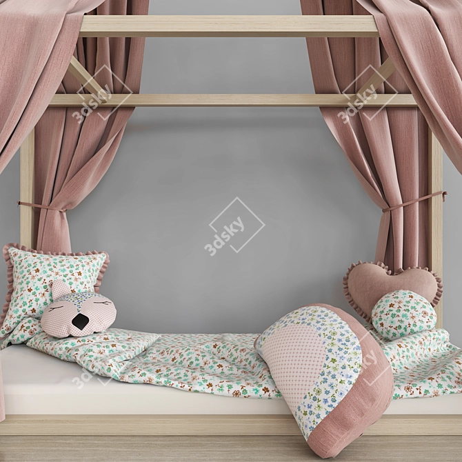 Kids Dream Bed with Pillows 3D model image 3