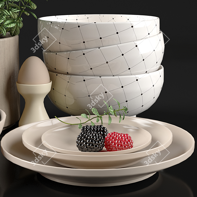 Elegant Dining: Modern Dish Set 3D model image 3