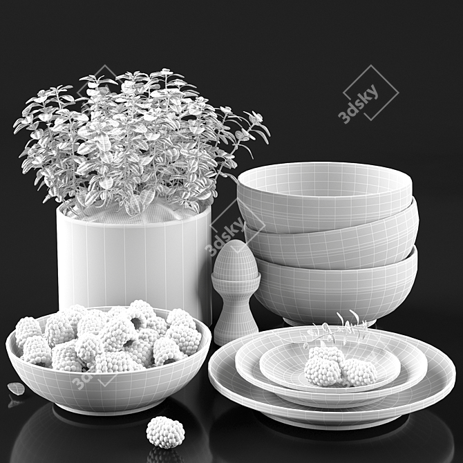 Elegant Dining: Modern Dish Set 3D model image 4