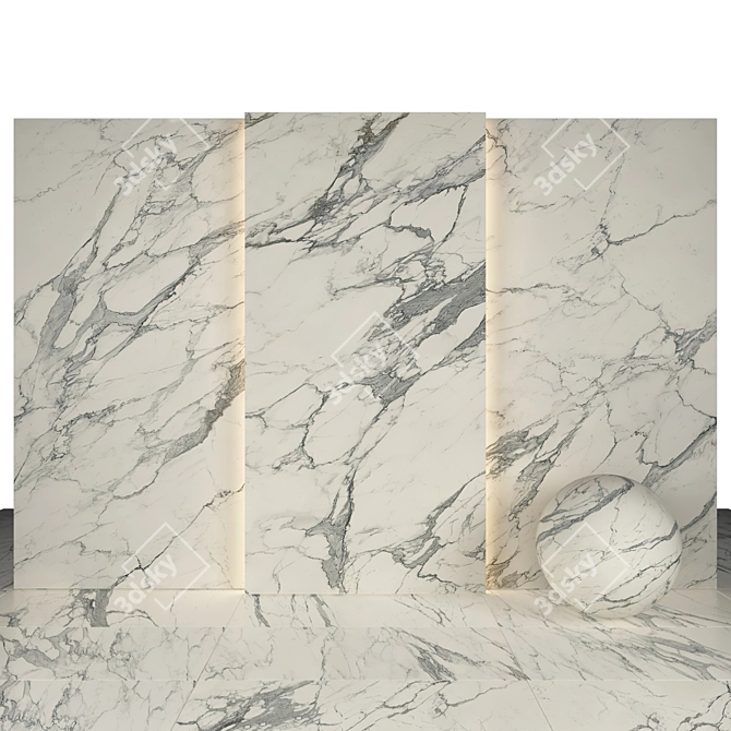 Elegant Pure Statuary Marble: Luxurious Slabs & Tiles 3D model image 1