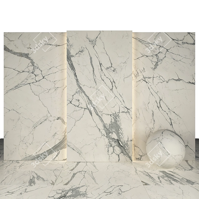 Elegant Pure Statuary Marble: Luxurious Slabs & Tiles 3D model image 2