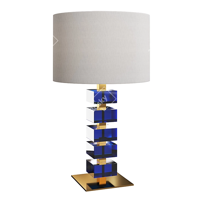 Natural Brass Table Lamp, Lacquered Finish 3D model image 1