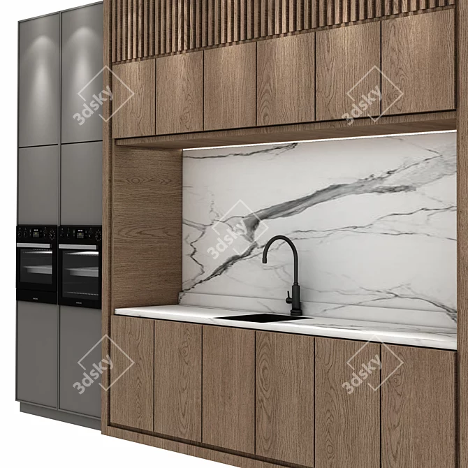 Modern Kitchen Set: 3D Model 3D model image 3