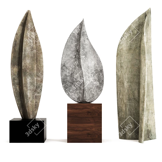 Modern Leaf Sculpture Set 3D model image 1