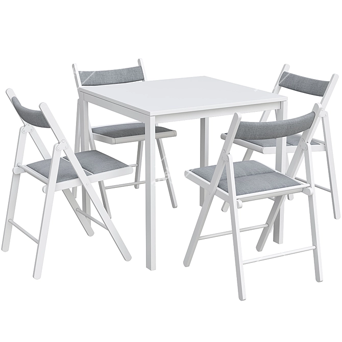 Melltorp & Terje - Stylish White Table & Folding Chair 3D model image 1