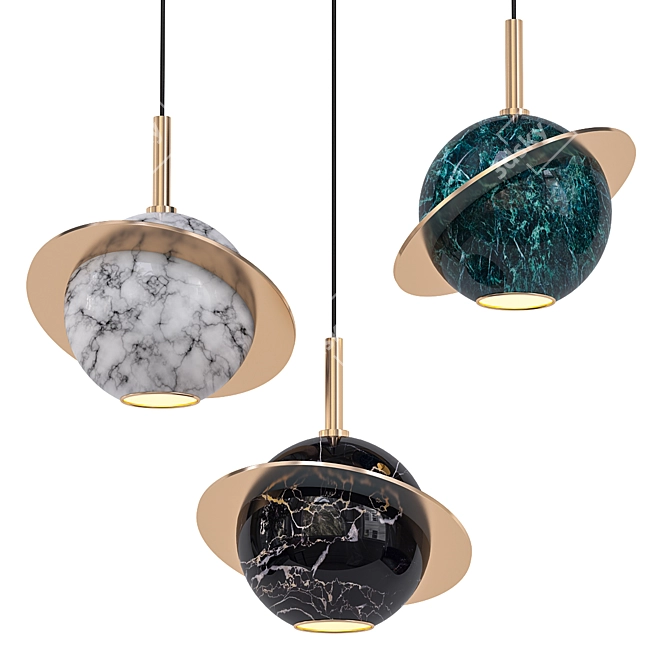 Stylish Space Rings Pendant Light 3D model image 1