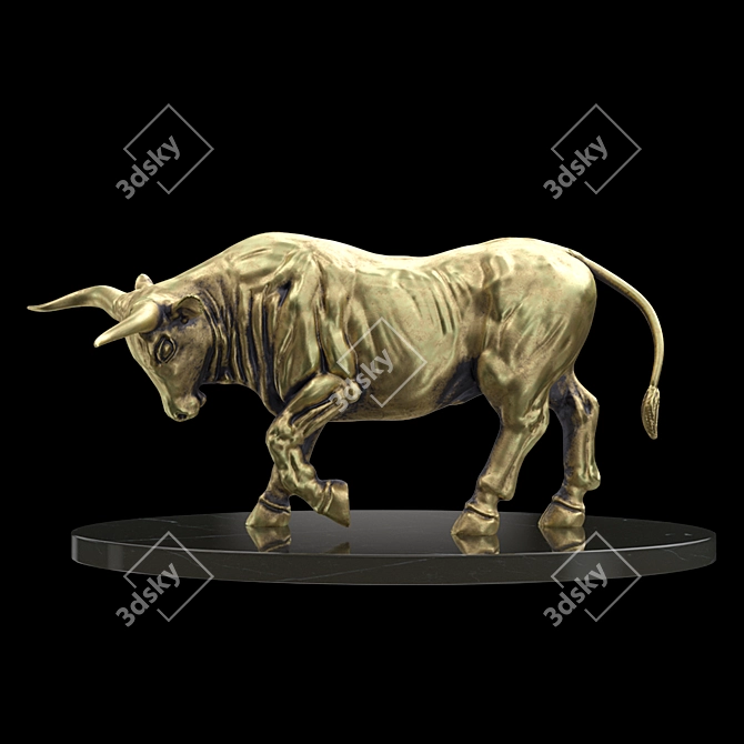 Bronze Bull Sculpture 3D model image 1