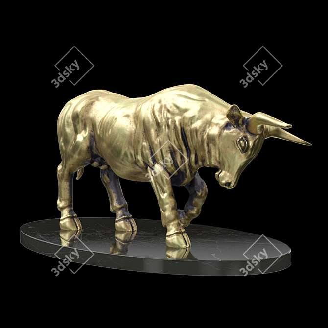 Bronze Bull Sculpture 3D model image 2