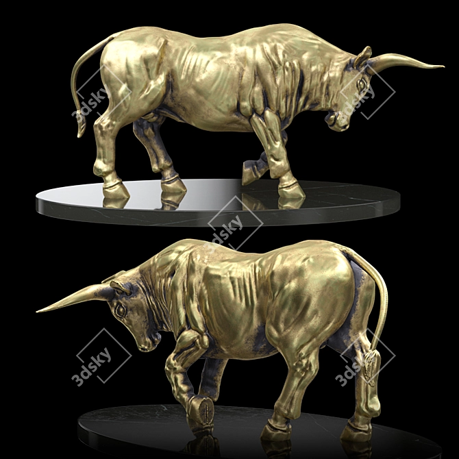 Bronze Bull Sculpture 3D model image 3