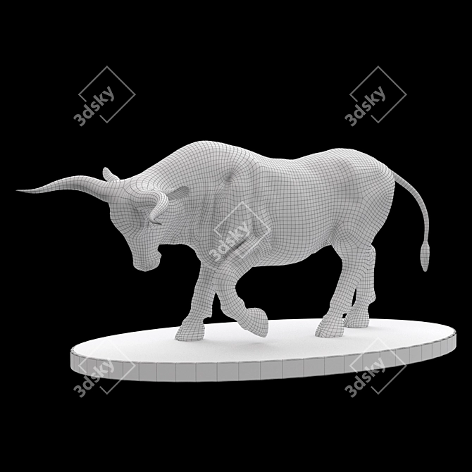 Bronze Bull Sculpture 3D model image 4