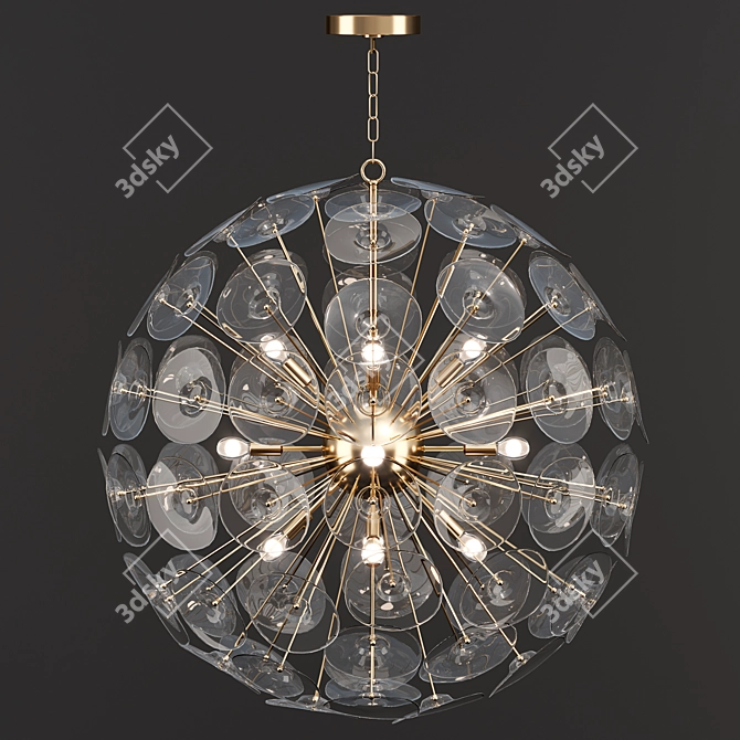 Elegant Poppy Glass Chandelier: Large 3D model image 2