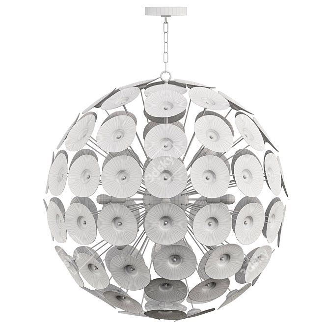 Elegant Poppy Glass Chandelier: Large 3D model image 4