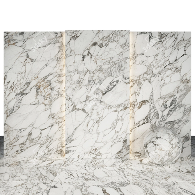 Arabescato Marble: Versatile Size and Texture 3D model image 1