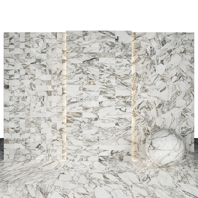 Arabescato Marble: Versatile Size and Texture 3D model image 3