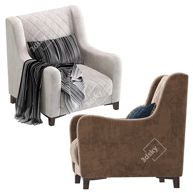 Elegant Velvet Armchair 3D model image 4