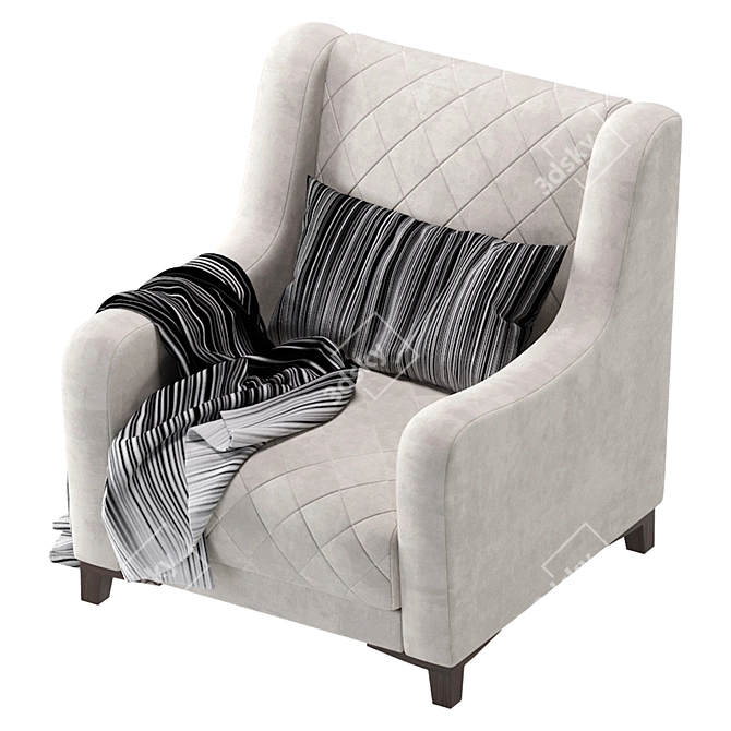 Elegant Velvet Armchair 3D model image 5