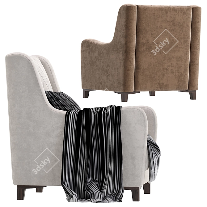 Elegant Velvet Armchair 3D model image 6