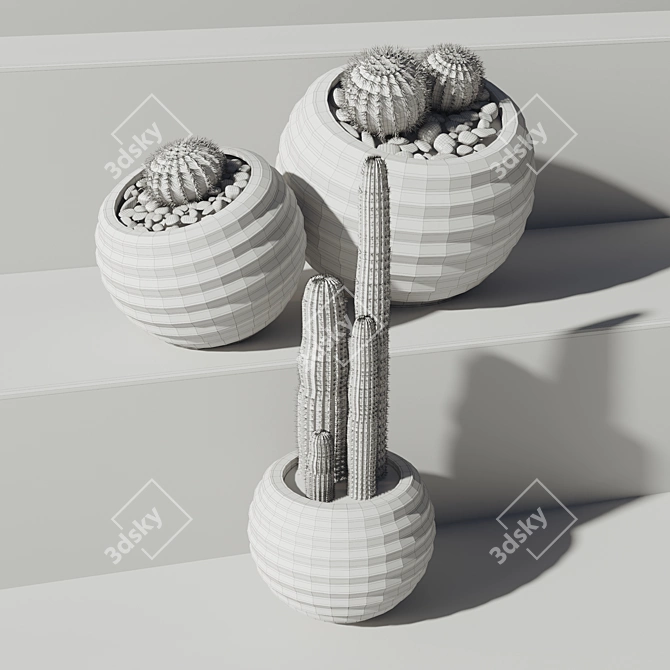 52-Piece Concrete Vase Indoor Plant Collection 3D model image 4