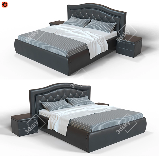 Verona Bed with TM500 Nightstands 3D model image 1