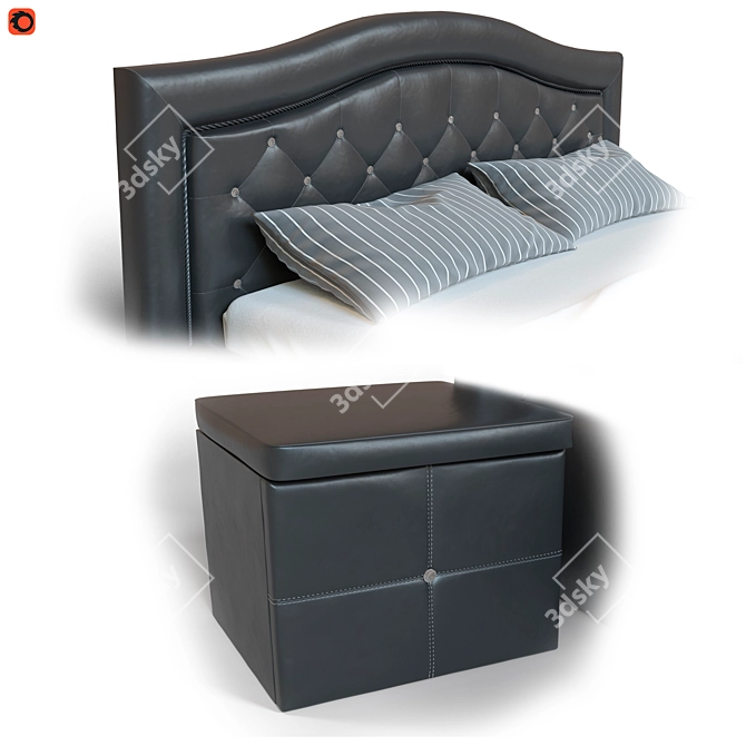 Verona Bed with TM500 Nightstands 3D model image 2