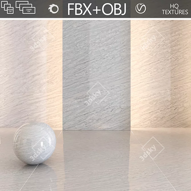 Elegant Gray Marble Tiles 3D model image 1