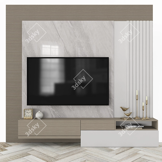 SleekTVWall Set: Modern Design 3D model image 1