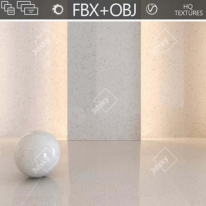  Elegant White Marble Tile 3D model image 1