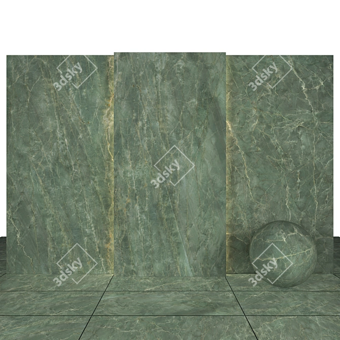 Sage Green Marble: High Gloss Texture Kit 3D model image 1