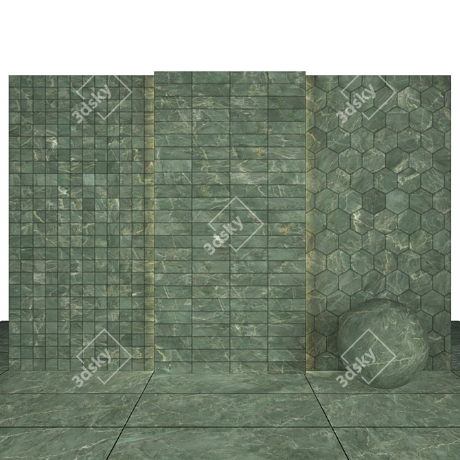 Sage Green Marble: High Gloss Texture Kit 3D model image 2